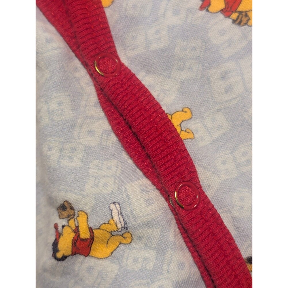 Vintage Disney Winnie The Pooh Baseball One Piece 6-9 months Grey & Red - Picture 7 of 7